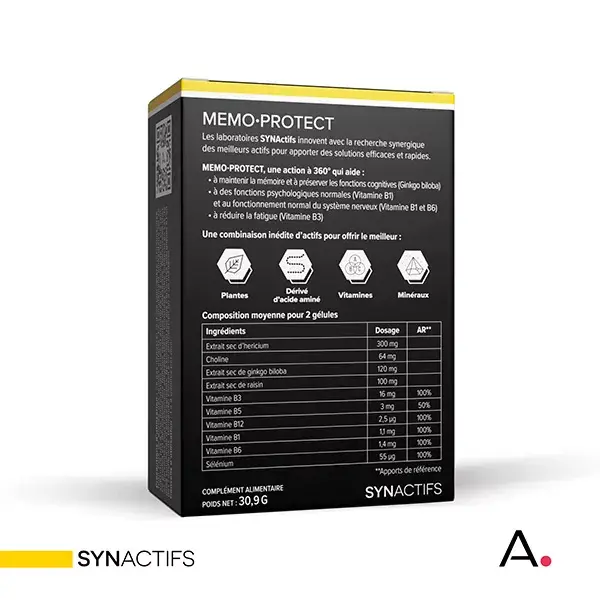 Aragan - Synactifs - MemoProtect® - Memória - Ginkgo Biloba - 60 cápsulas