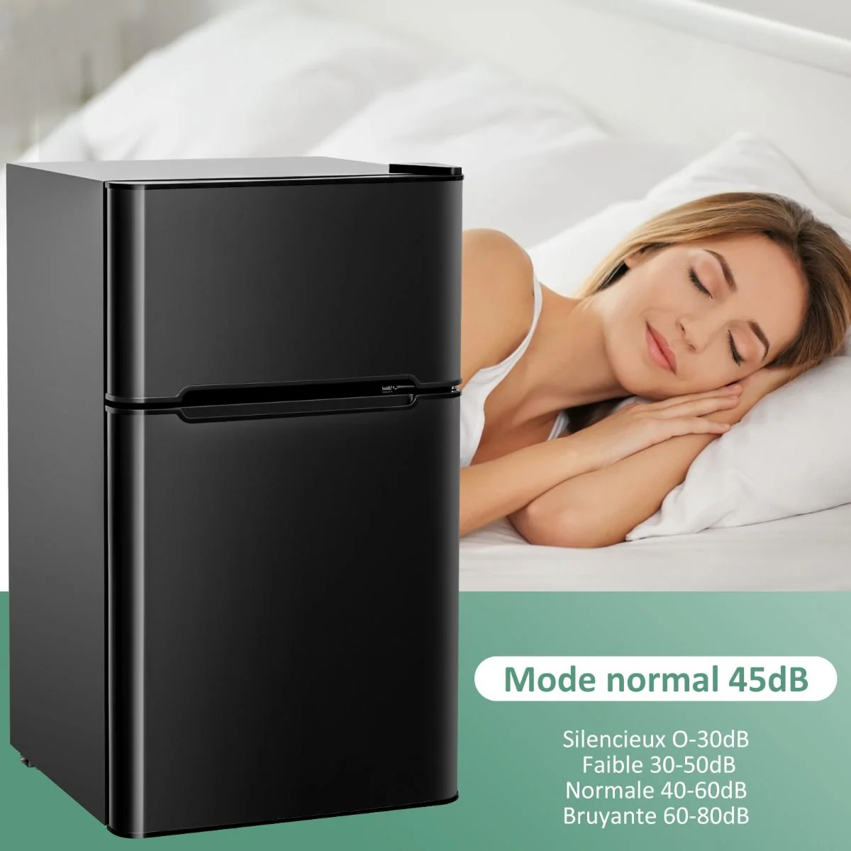 Réfrigérateur Compact Mini-réfrigérateur 90 L Congélateur Séparé avec Design à 2 Portes Fonctionnement Silencieux Blanc/Gris/Noir