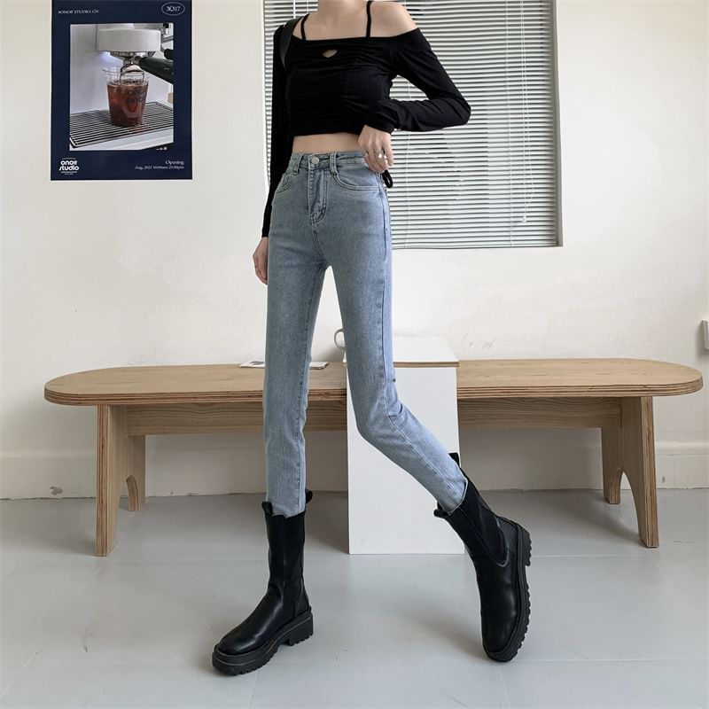 Frigga - Skinny jeans met hoge taille en wassing