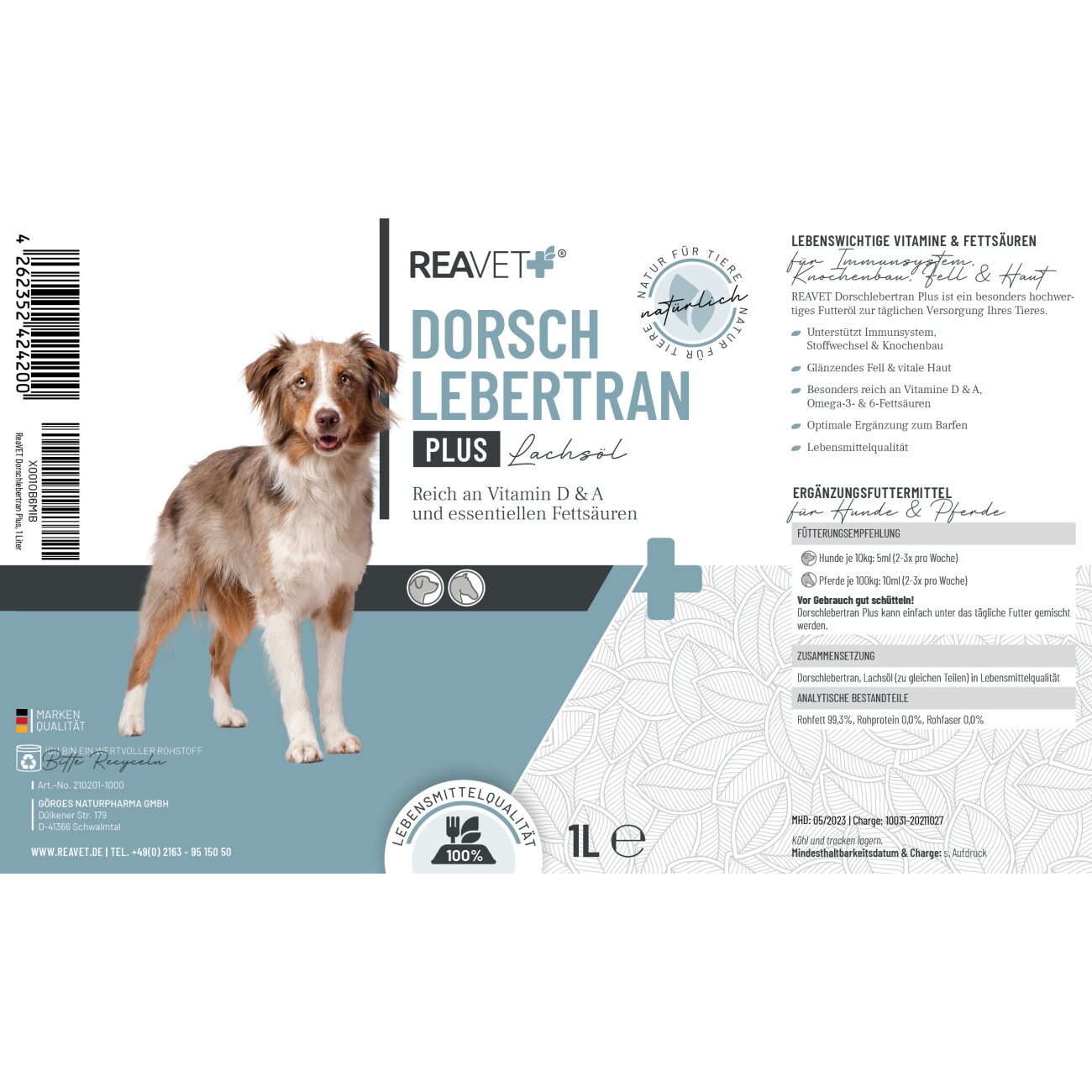 REAVET Dorschlebertran Plus 1L