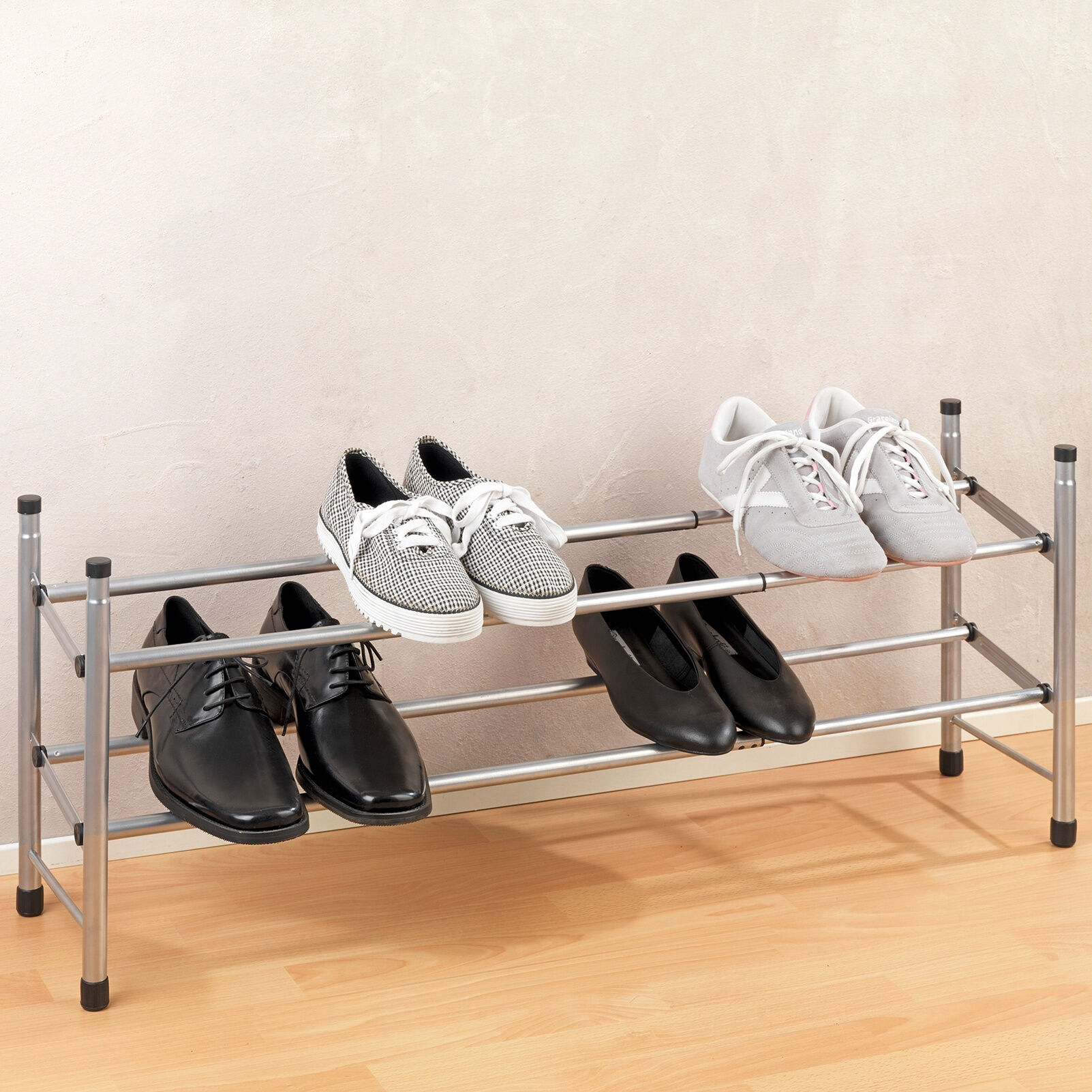 Teleskop-Schuhregal Click, individuell ausbaufähig