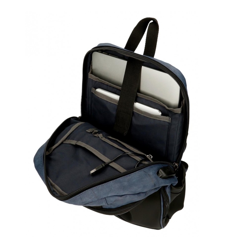 Mochila para computador Pepe Jeans Ocean com dois compartimentos, tamanho 12, preta.