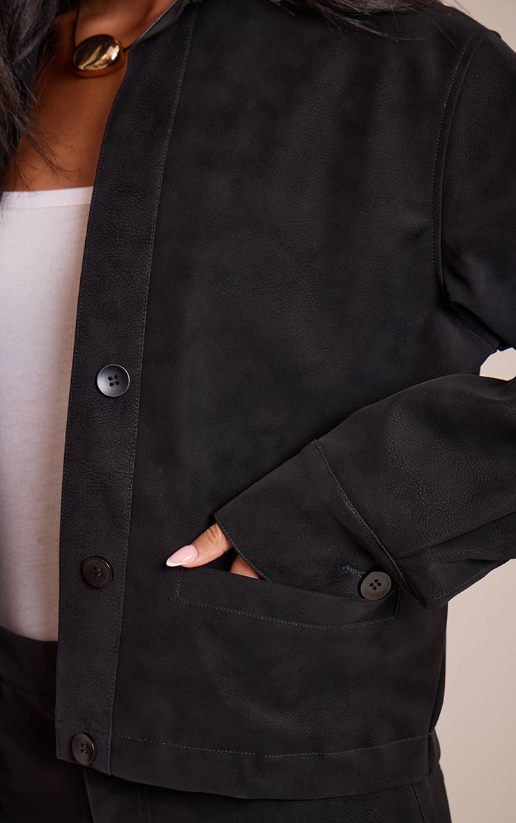 Noir Veste Coordonnée Plongeante En Synthétiquecuir Effet Délavé Tall
