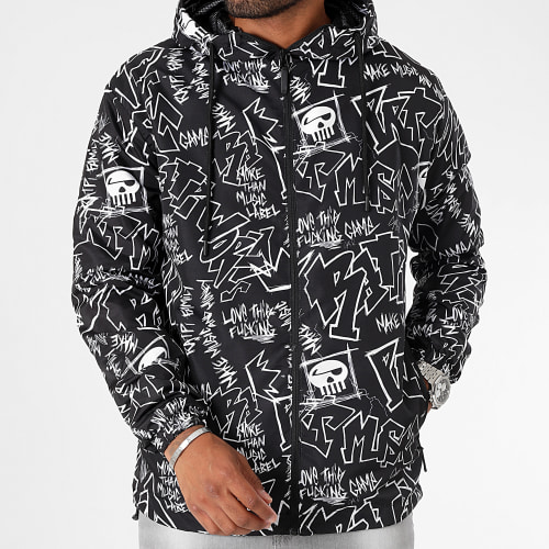Veste Zippée Capuche Signe Noir
