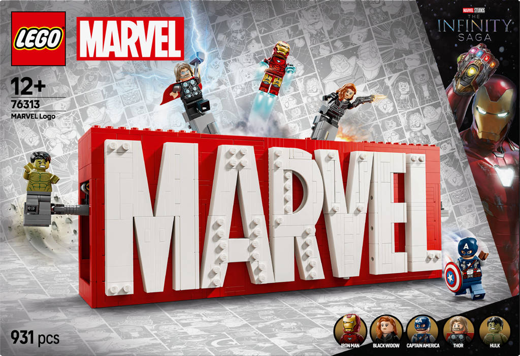 MARVEL logo en minifiguren verzamelset 76313