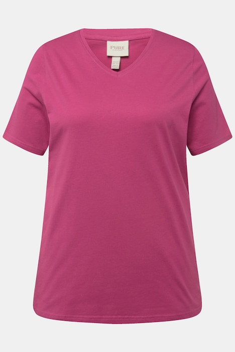 T-Shirt, V-Ausschnitt, Classic, Halbarm, Biobaumwolle