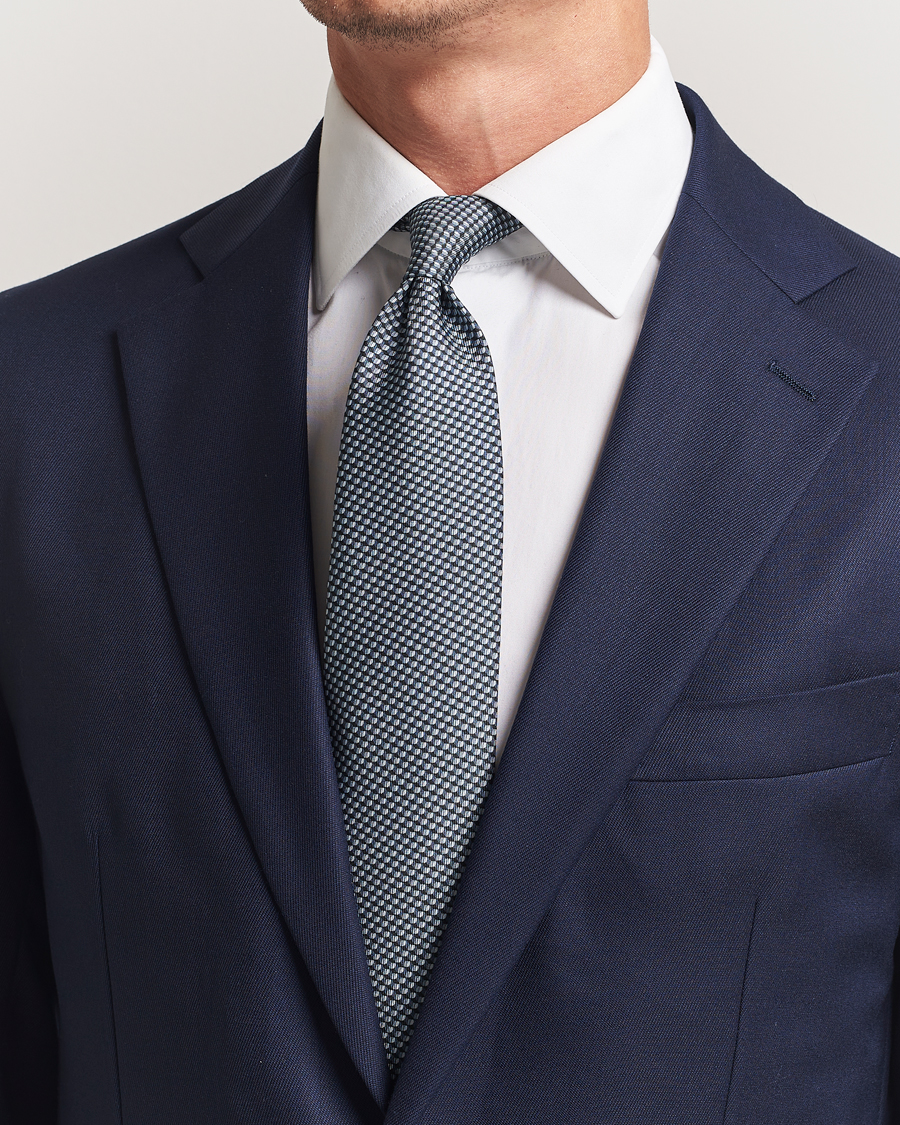 Brioni Printed Silk Tie Navy
