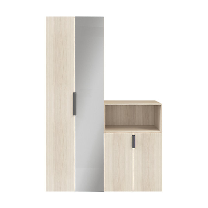 Ensemble de meubles de rangement portes battantes miroir et effet chêne GoodHome Atomia H. 225 x L. 150 x P. 47 cm