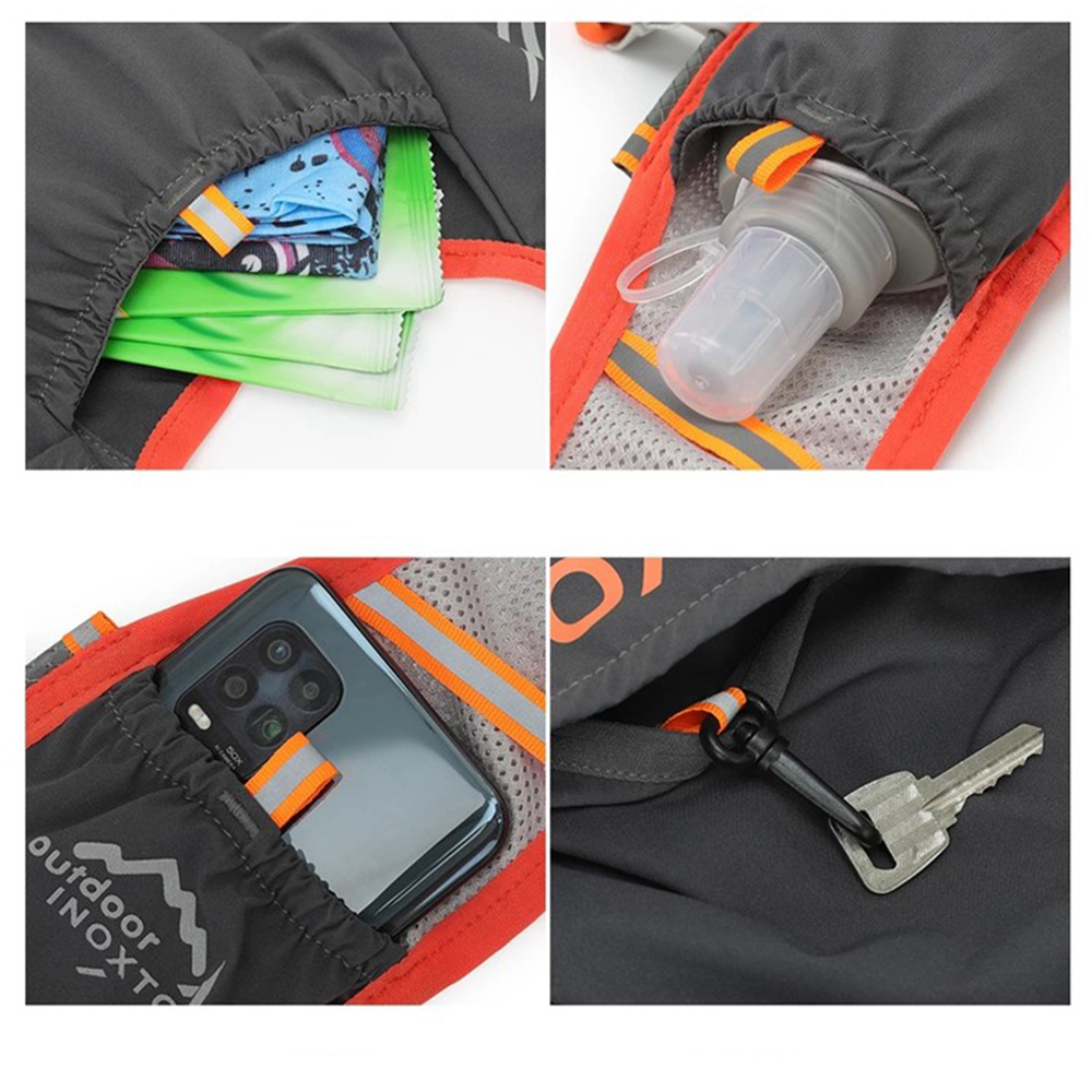Ultraleichte Mesh Laufweste Verstellbare Outdoor Sport Weste mit Brusttaschen - Schwarz / Grau