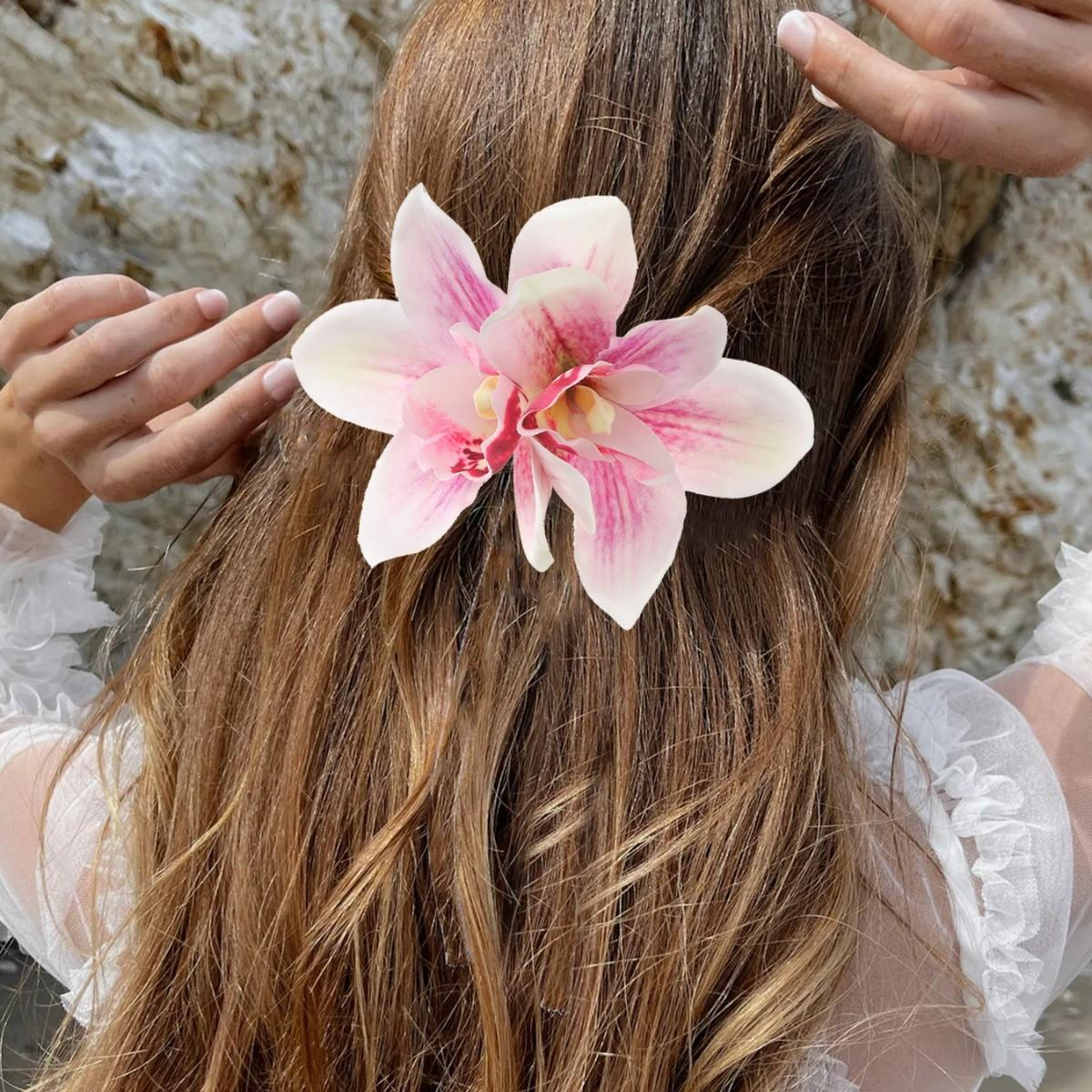 Haarspange Blumen Haarklammer Haarschmuck Accessoire - Rosa
