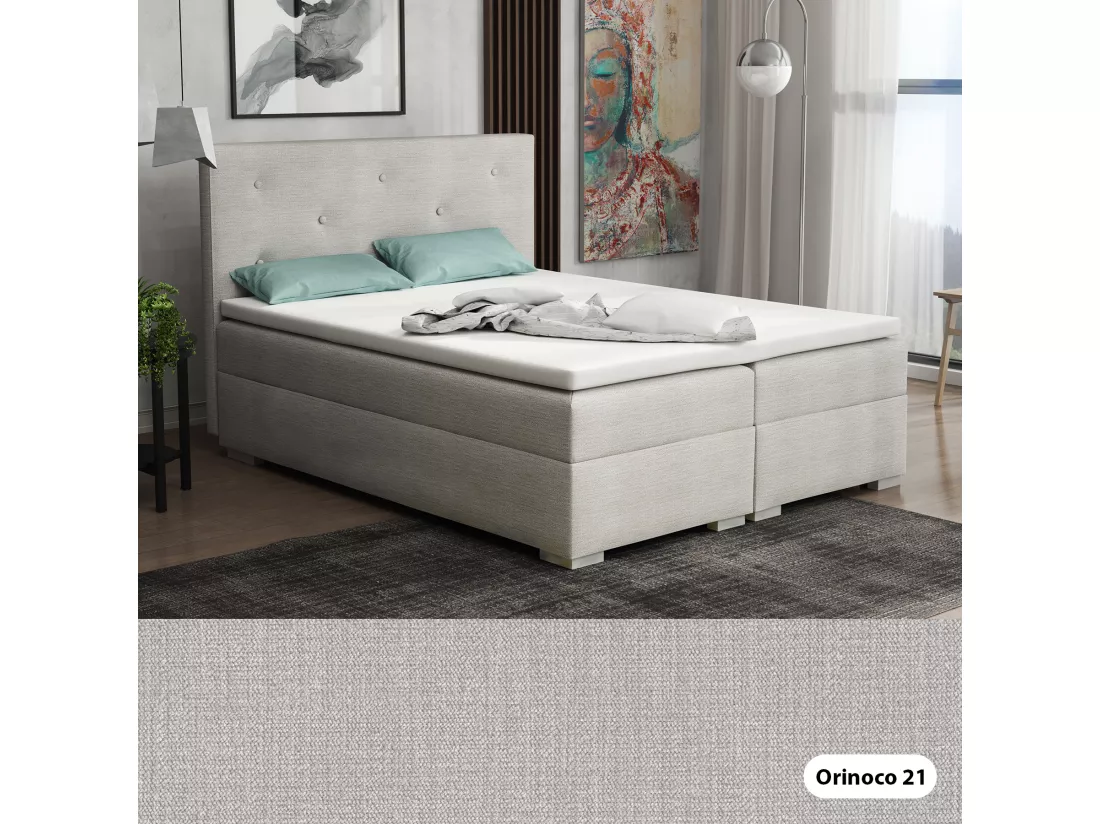 LIT BOXSPRING avec surmatelas Holta 160x200 cm, Orinoco 21 (Gris clair)