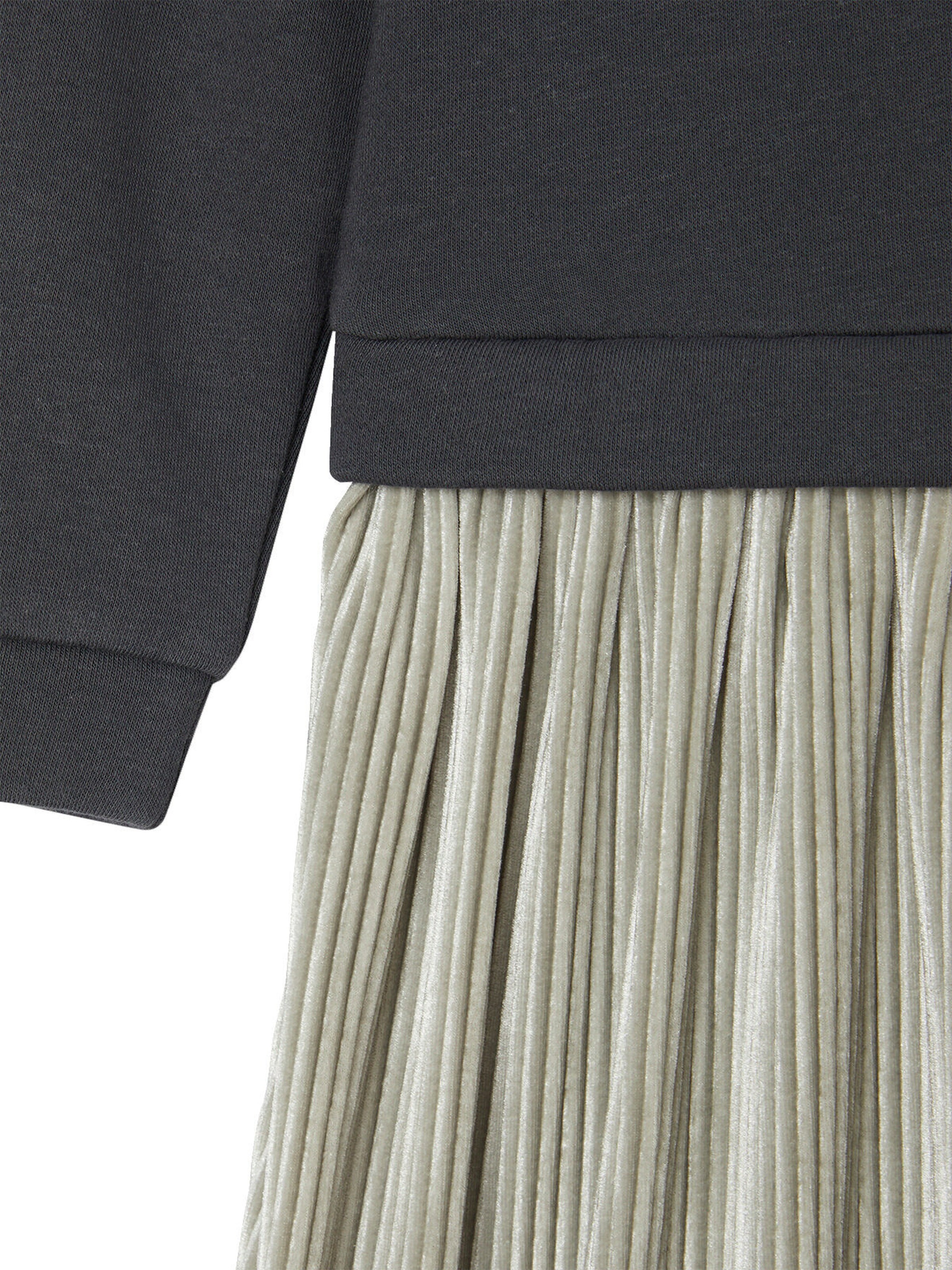 Vertbaudet Festliches Mädchen 2-in-1-Kleid: Pailletten und Plisseerock aus Samt anthrazit