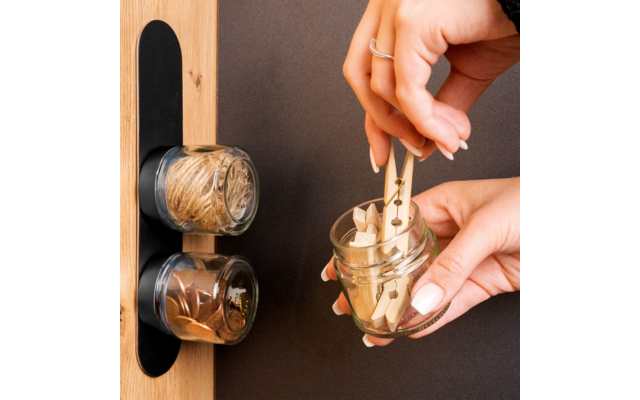 Silwy Magnet-Feinkostgläser BLACK & CLASSY 125 ml inkl. Leiste BLACK