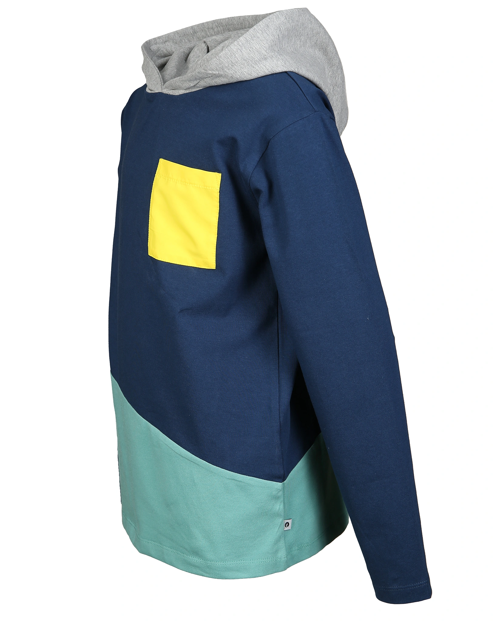 Kapuzen-Langarmshirt COLOUR BLOCK in dunkelblau/grün