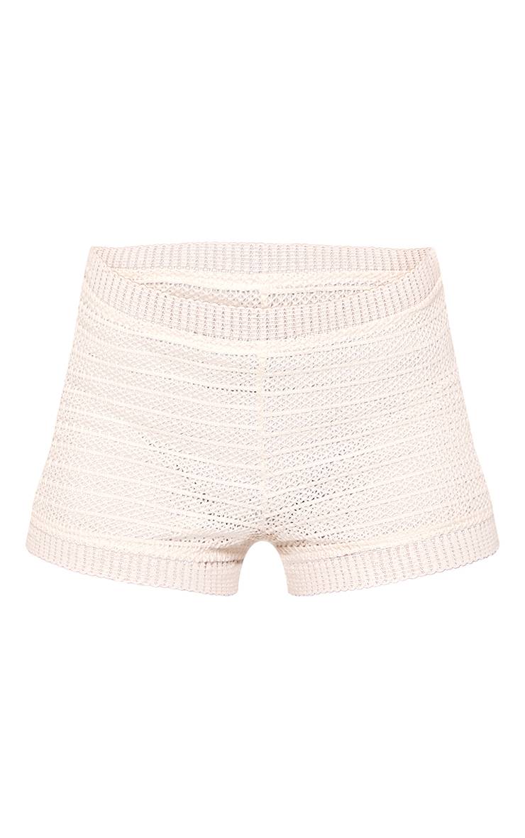 Crème Short Hot Pants En Crochet Texturé