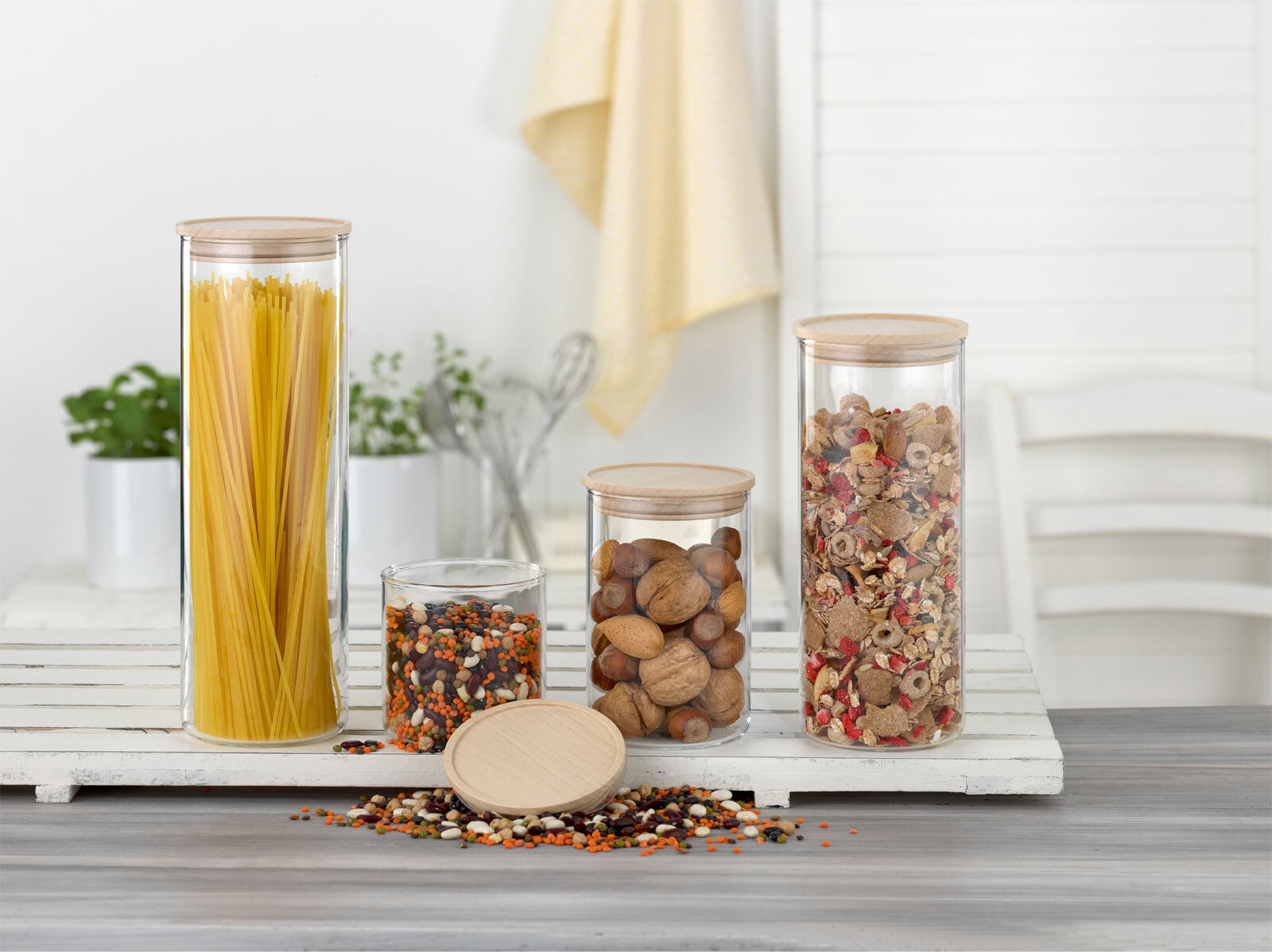 SIMAX Vorratsglas mit Holzdeckel 2000 ml Sicherheitsglas transparent