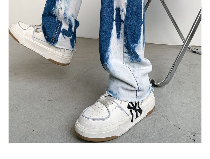 emeisa - Mid Rise Tie Dye Washed Straight Leg Jeans