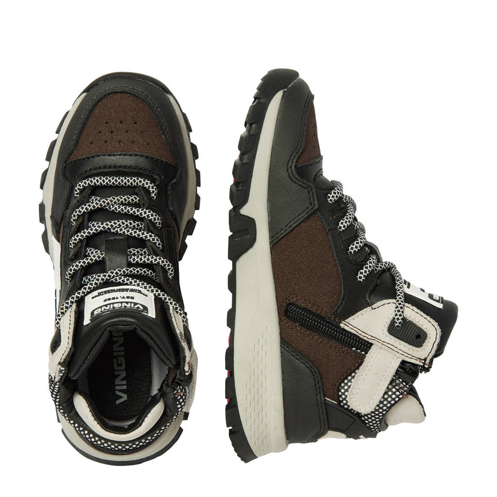 Vingino leren sneakers grijs/zwart