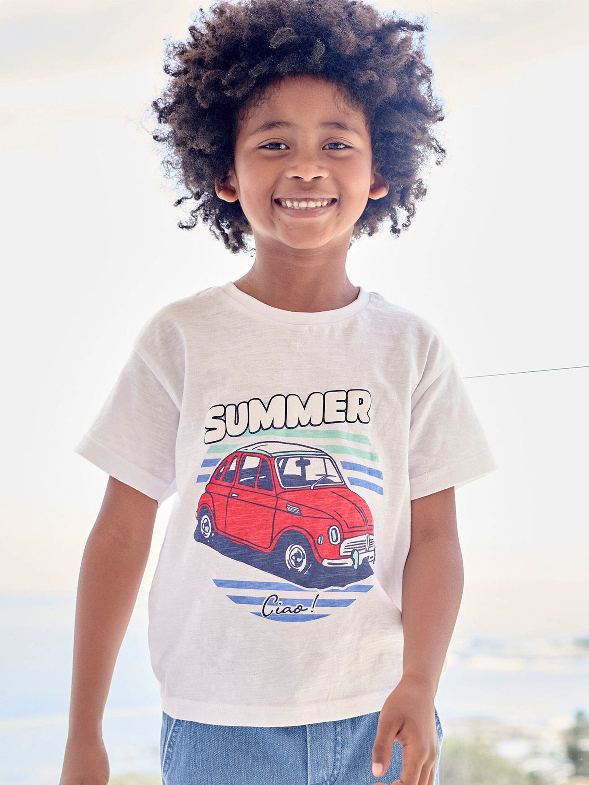 Vertbaudet Kinder T-Shirt mit Reliefprint weiß