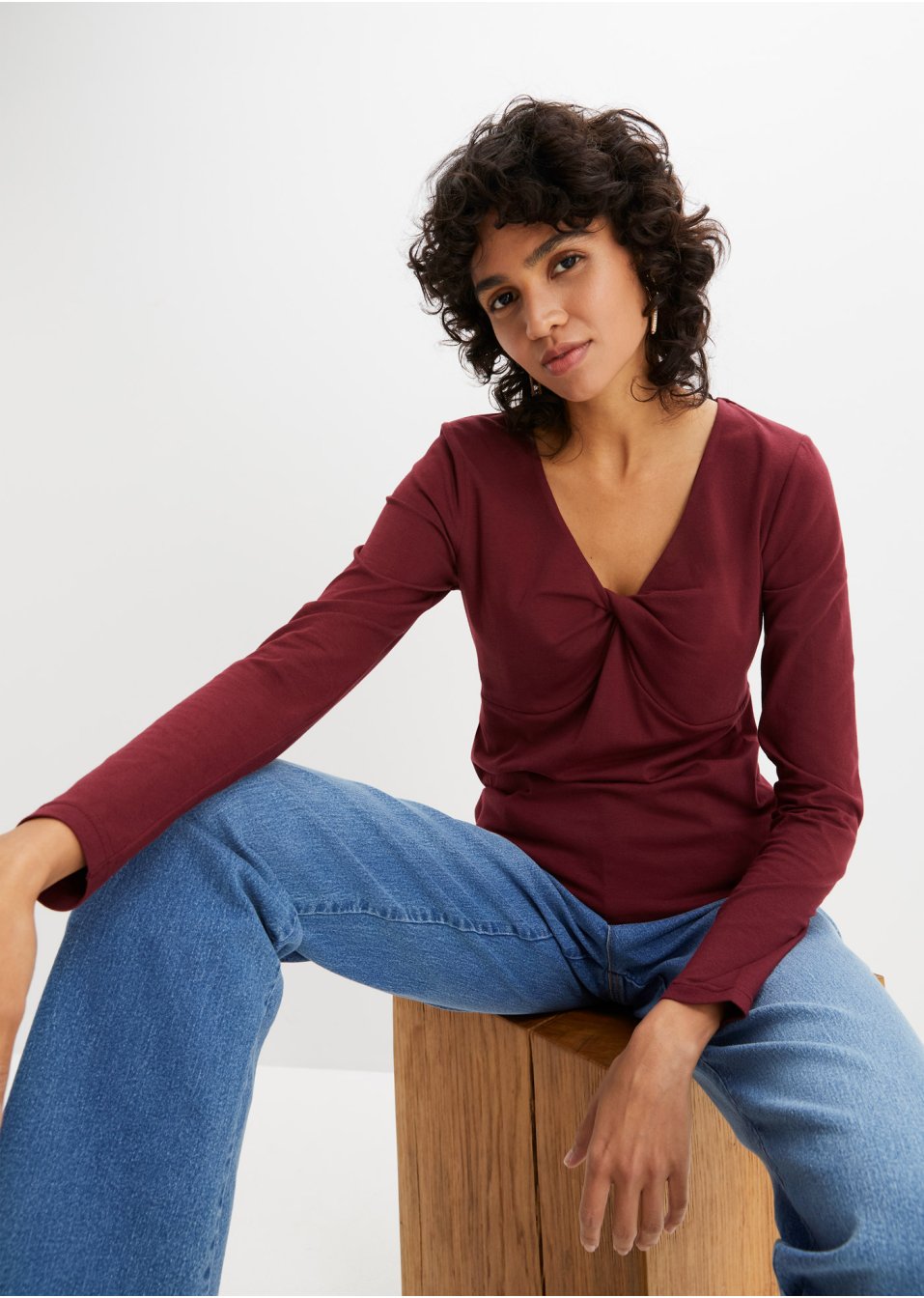 T-shirt manches longues avec détail nœud
