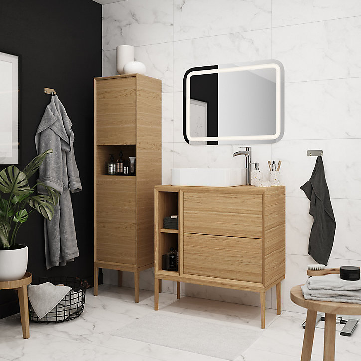 Niche 2 cases GoodHome Avela placage chêne 20 cm