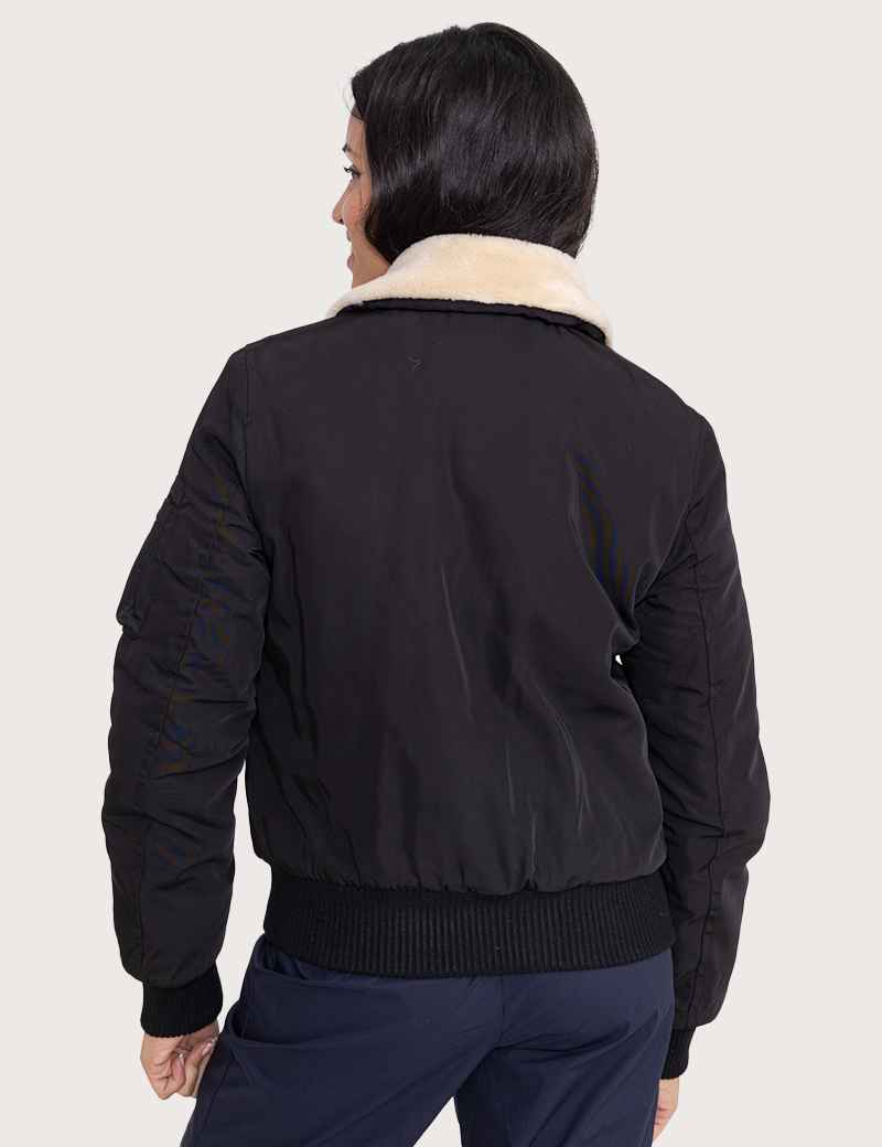 BOMBERS ORIGINALS BOMBERS FEMME NYLON COL FOURRURE NOIR