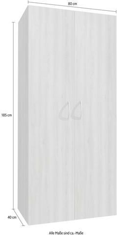 Kledingkast - Wit - Hout - 80 cm Breedte - 40 cm Diepte - 185 cm Hoogte