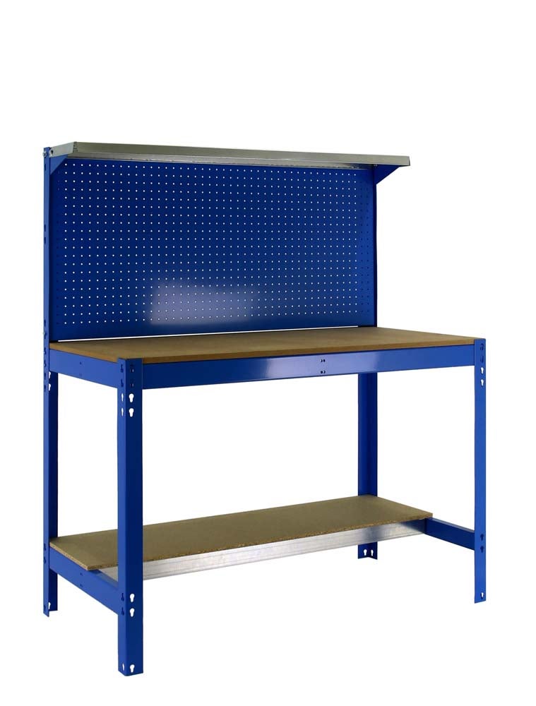 PROREGAL Buffalo werkbank met gereedschapswand en opbergplank HxBxD 84 x 120 x 61 cm Draagvermogen 600 kg Blauw