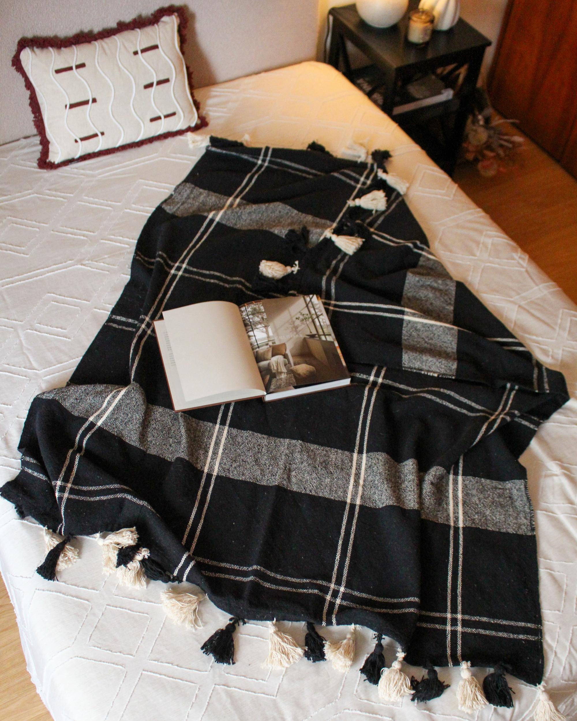 Plaid KULAC Katoen 130 x 170 cm Zwart
