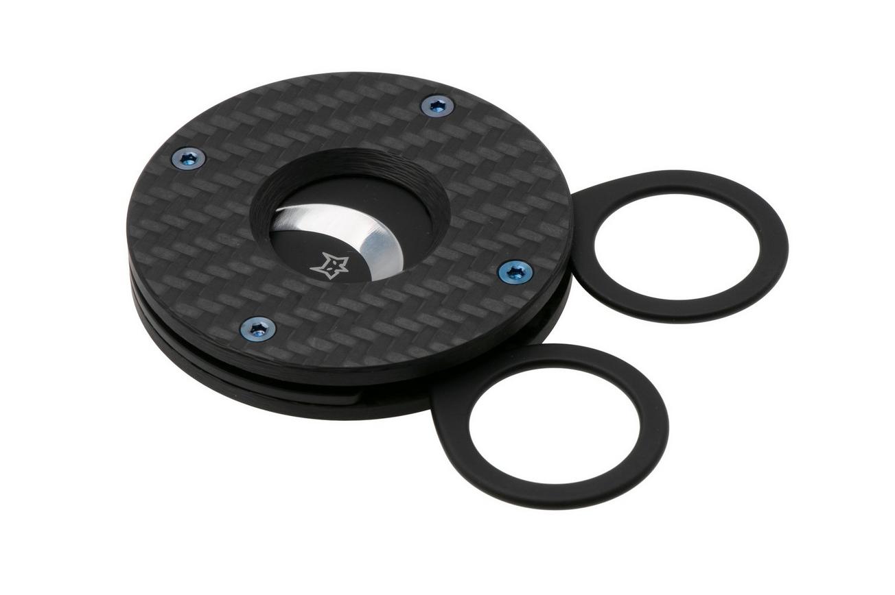 Fox Circle Cigar Cutter 743-3KT, PVD Sandvik 12C27, Twirl Fatcarbon, sigaarknipper