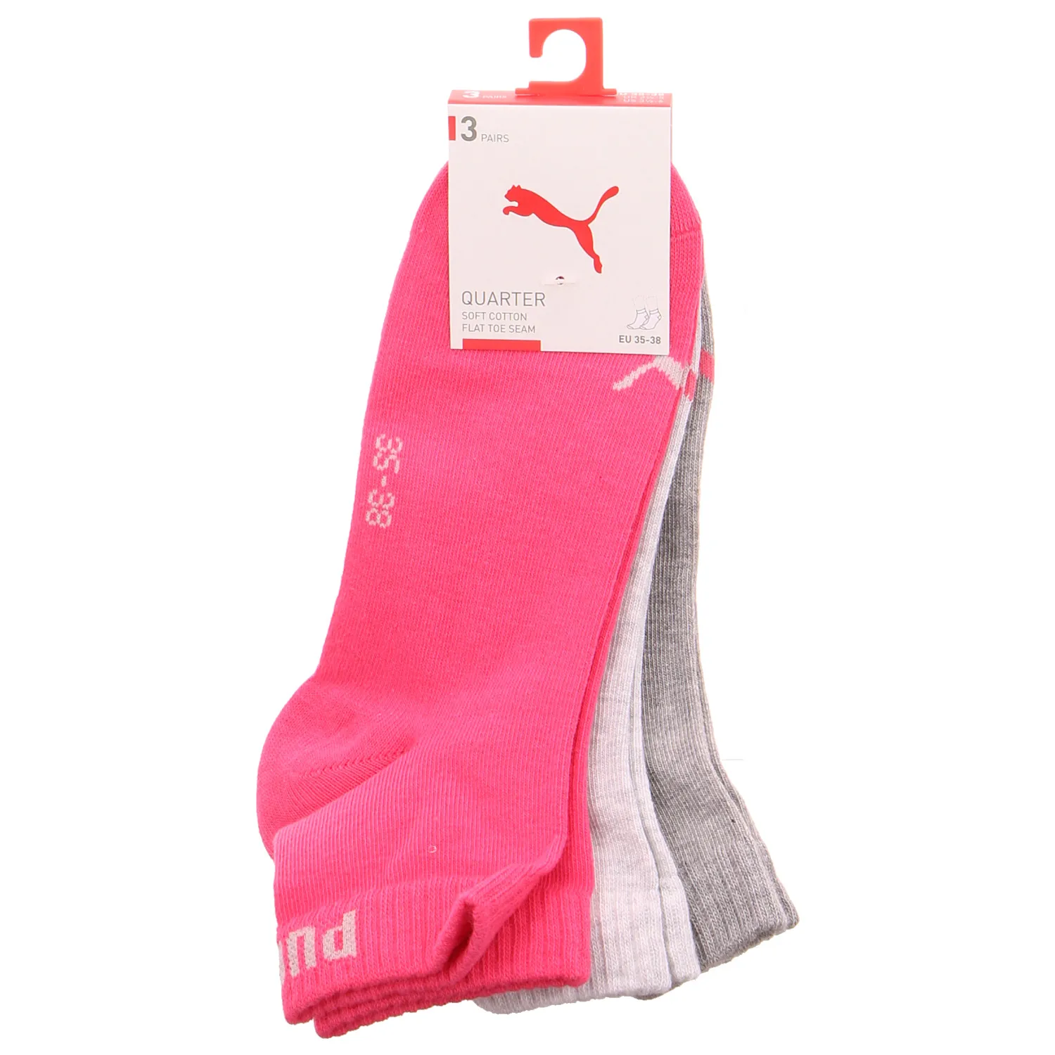 PUMA SOCKEN Freizeitsocken Pink Textil  3-ER Pack