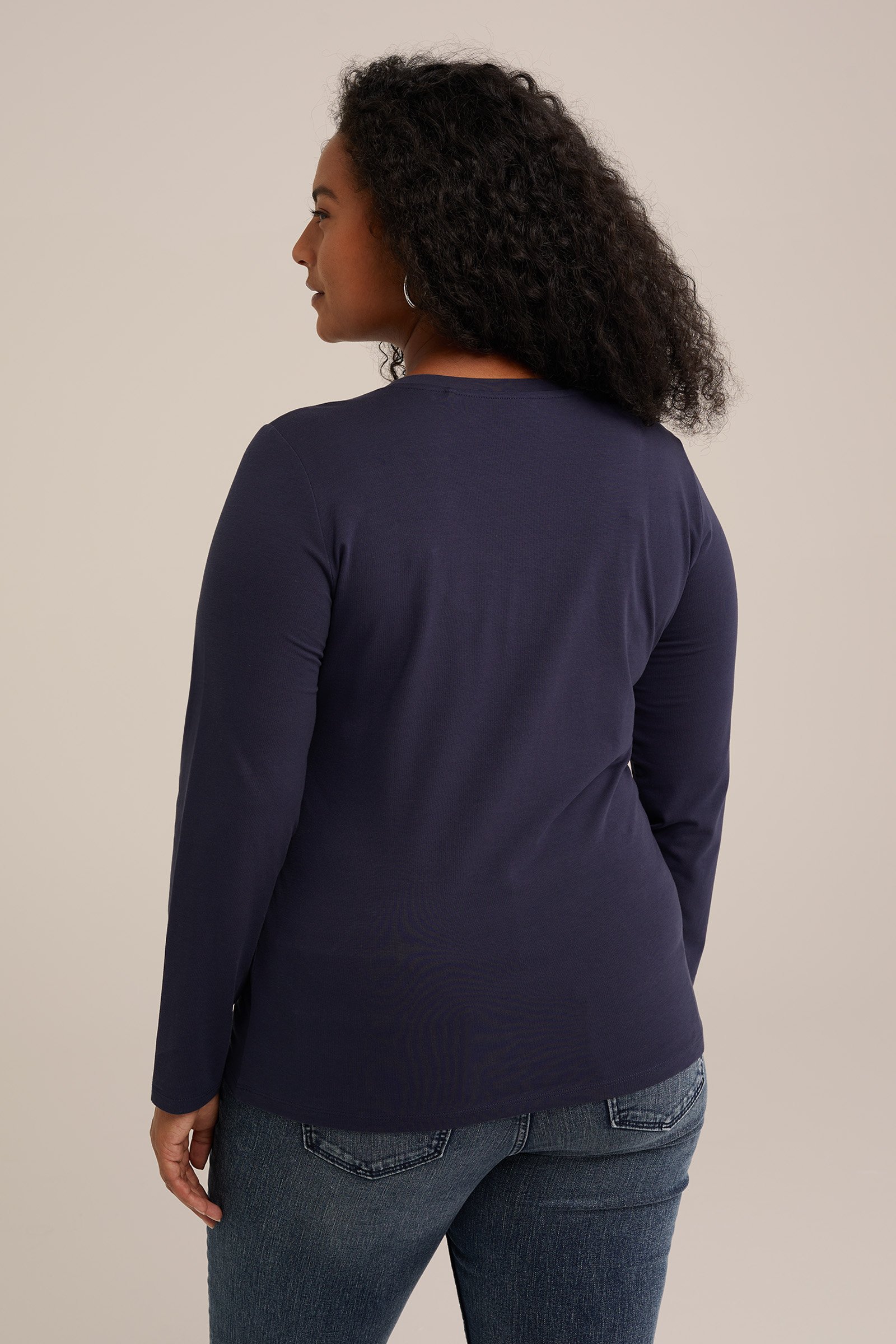 T-shirt - Curve WE Fashion Donkerblauw