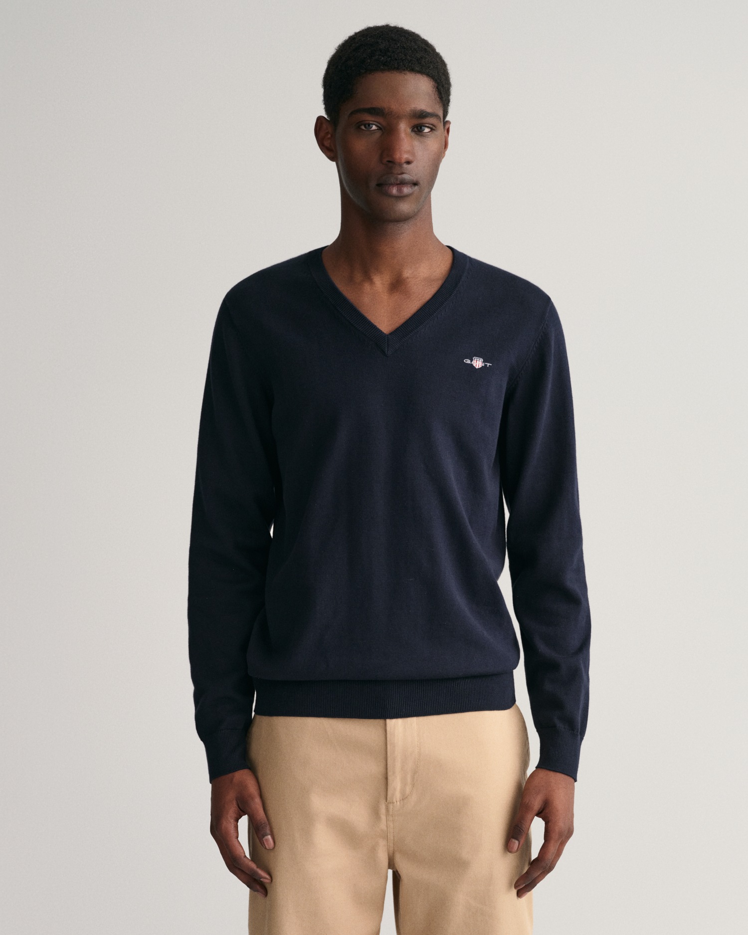 Gant V-Ausschnitt-Pullover »Classic Cotton V-Neck«, Premium Strickjersey aus weicher 100% Baumwolle, Übergangspullover