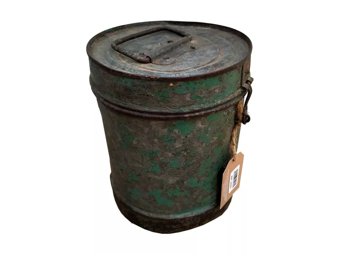 Bidon en metal marron 19x19x24h