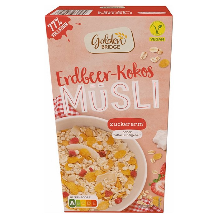 GOLDEN BRIDGE Müsli 750 g, Erdbeer-Kokos
