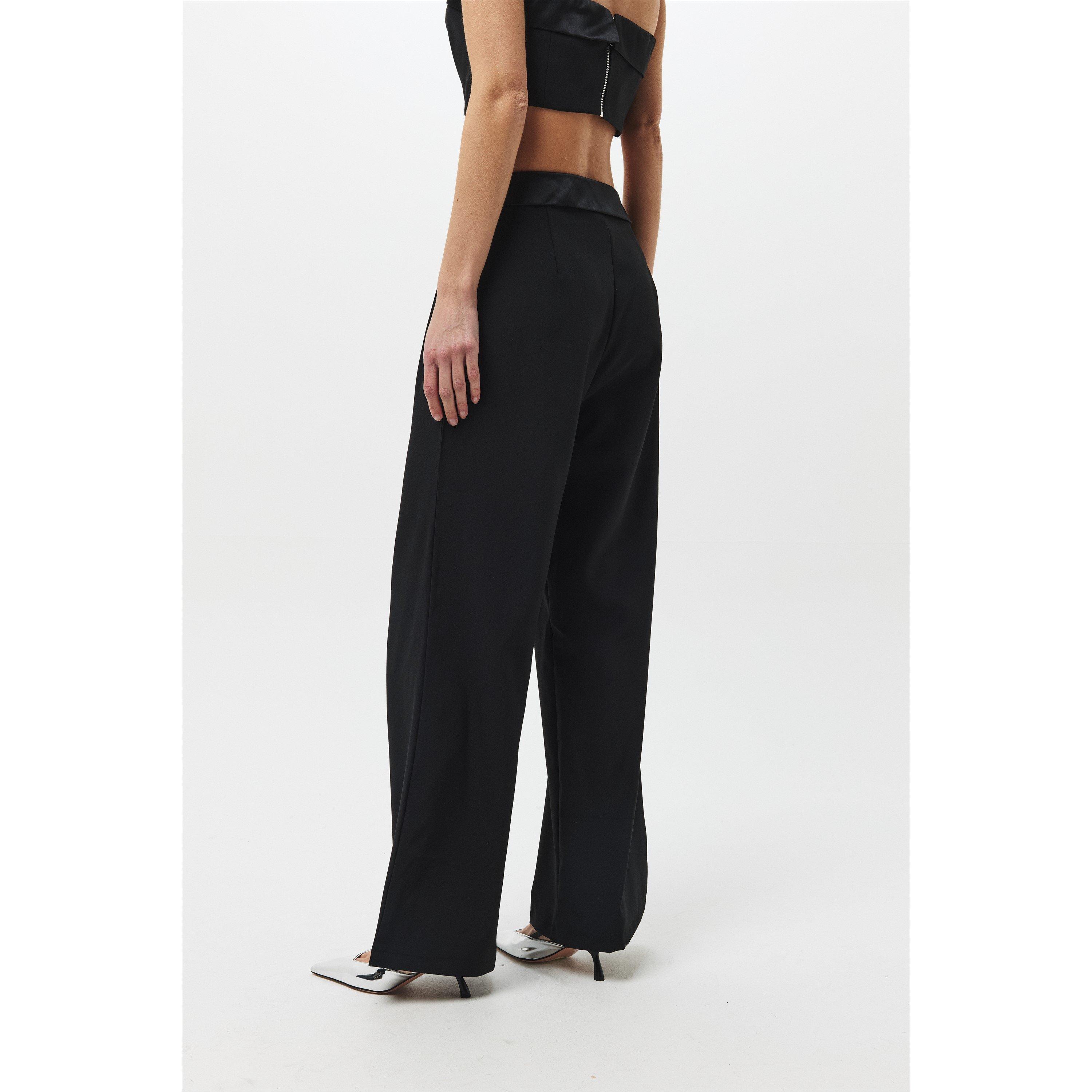 Missy Empire Satin Fold Over Waist Wide Leg Trousers