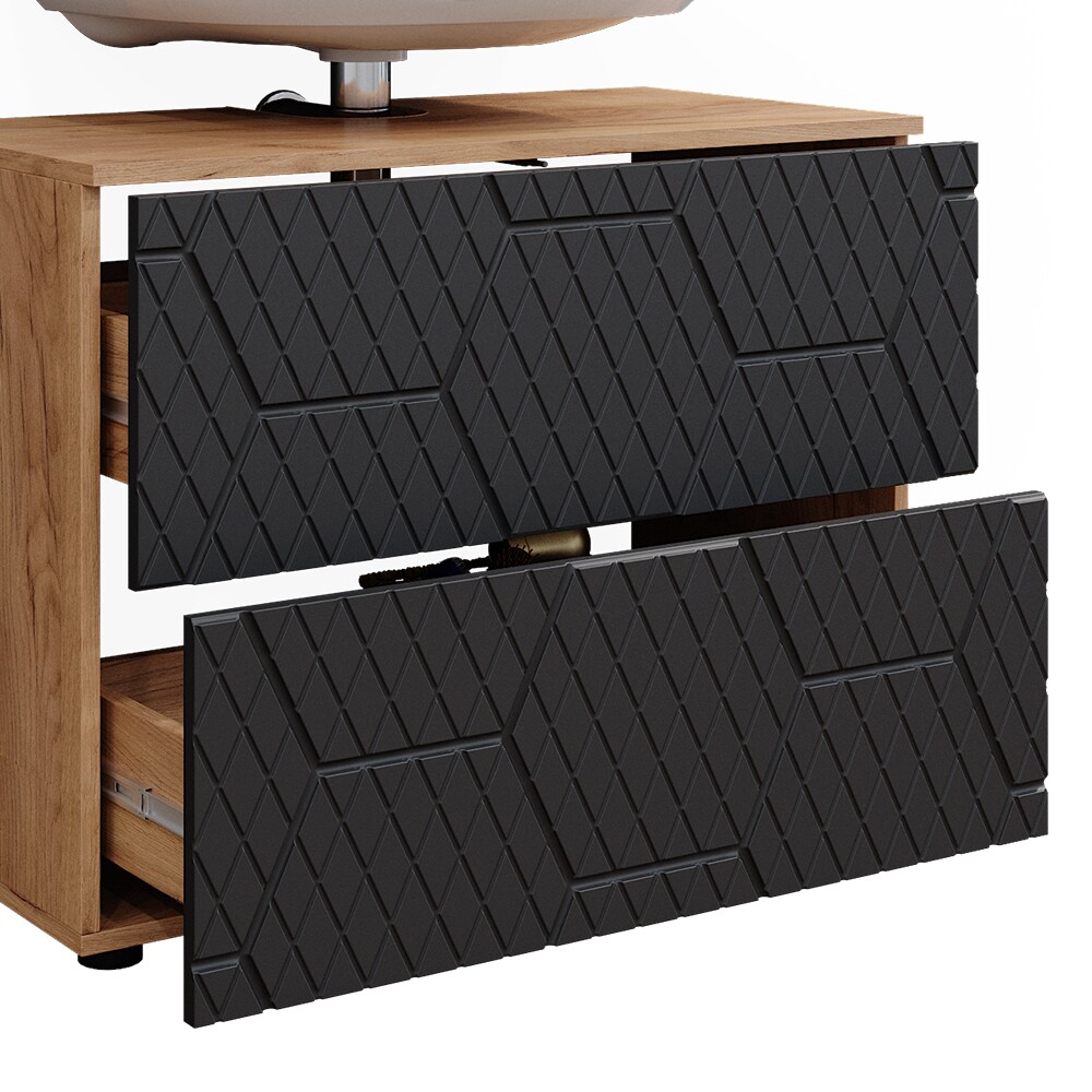Vicco Badmöbel-Set Irma Eiche Anthrazit 2-teilig Spiegelschrank Waschbeckenschrank 80 cm