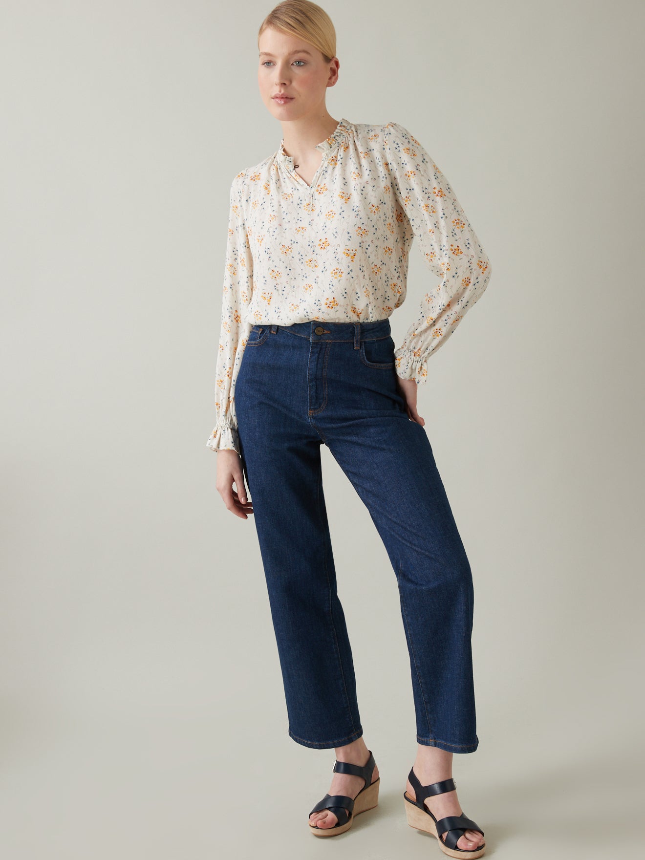 Blouse col froufrou femme imprimé Églantine