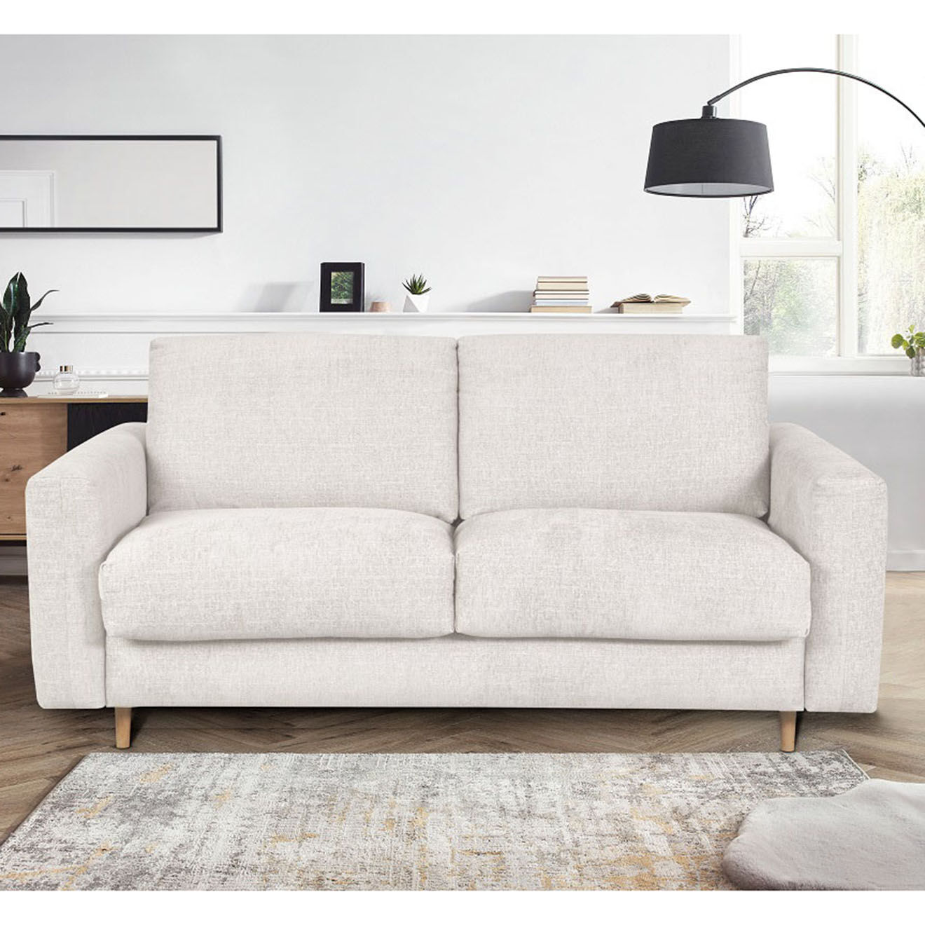 Bobochic Canapé droit cocoone convertible express  beige - 200x105x98 cm