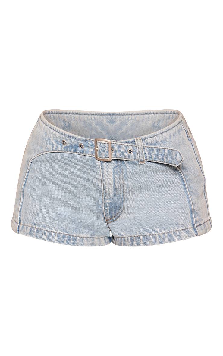 Bleu Layette Short En Jean Mini Avec Détail Panneau Ceinture Petite