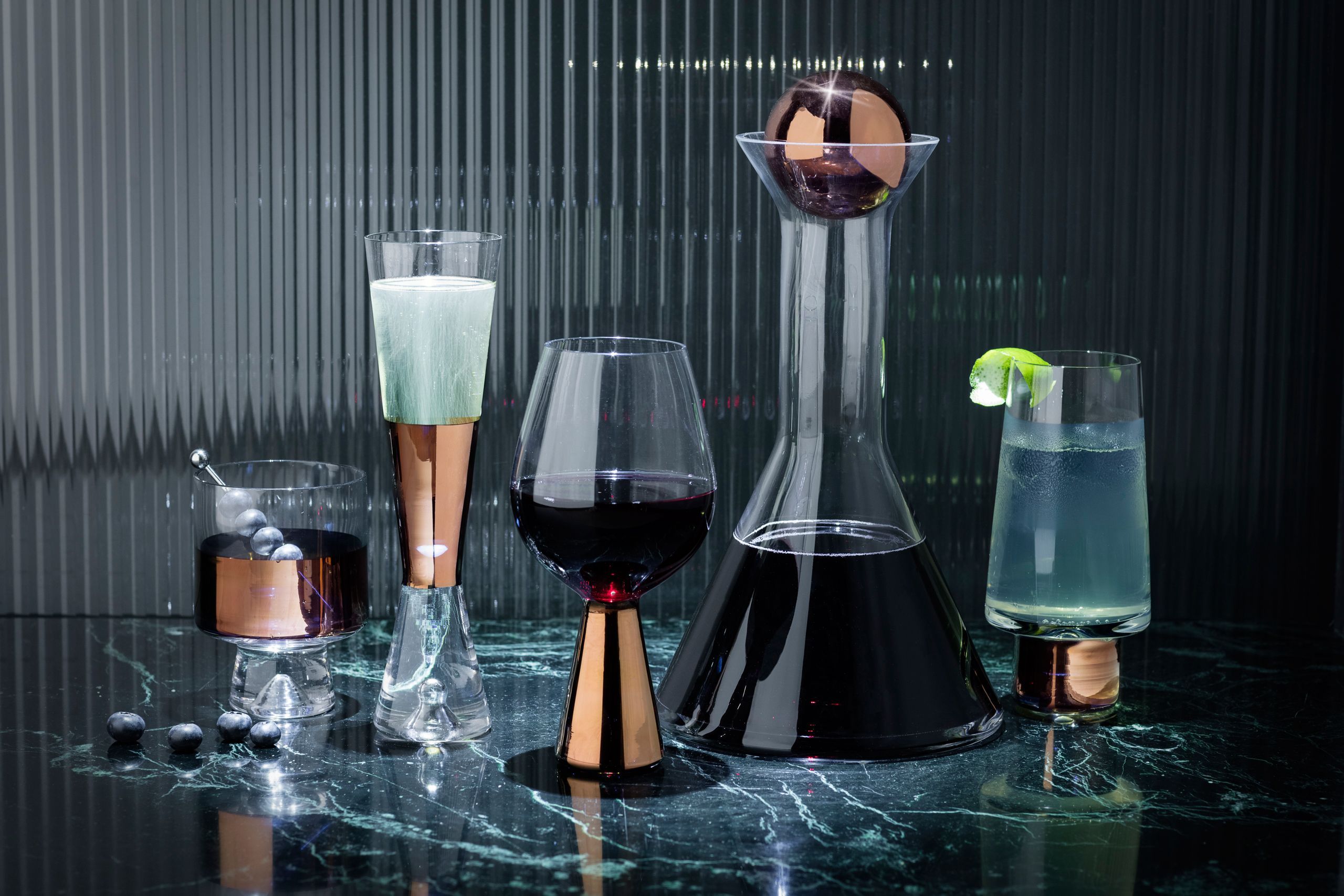 Tank Champagne glas set van 2 Koper
