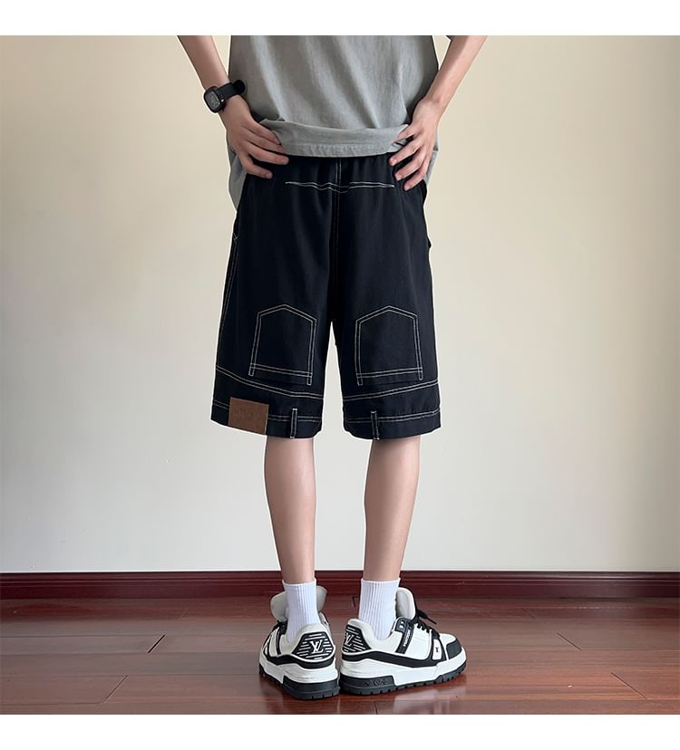 Drawouf - Omgekeerde wijde denim shorts