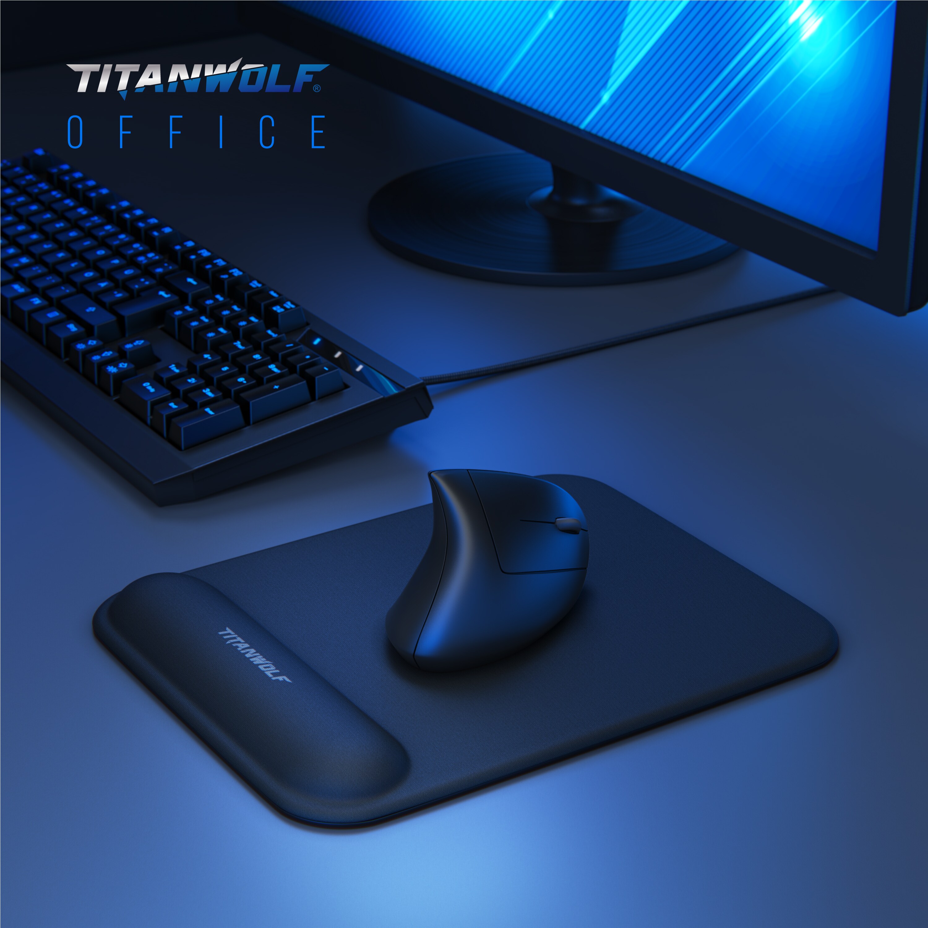 TITANWOLF - Maus Vertikal Wireless - ergonomische Funk Vertikalmaus 2,4 Ghz - USB Vertical Mouse - Funkmaus ergonomisches Design - armschonend