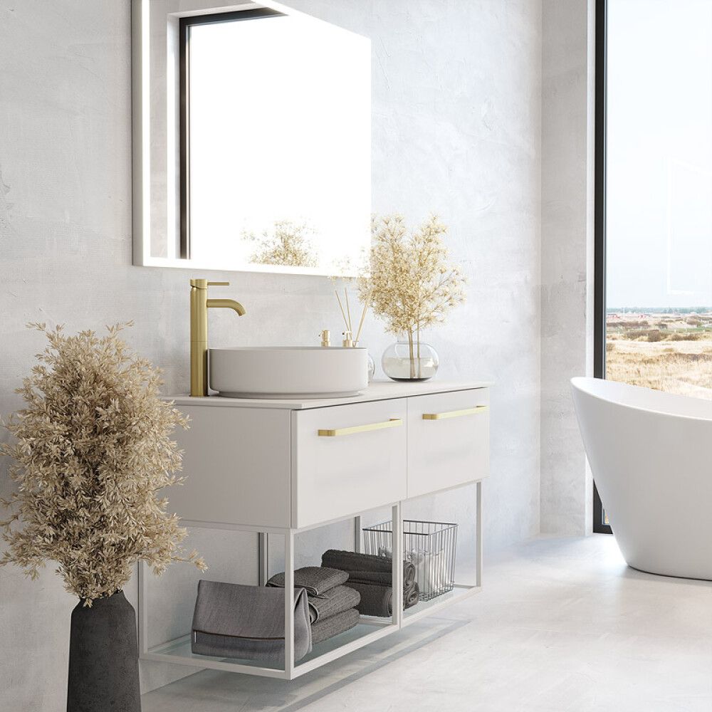 BADEROMSMØBEL CAMARGUE IQ+ SLETT FRONT HVIT MATT 120CM