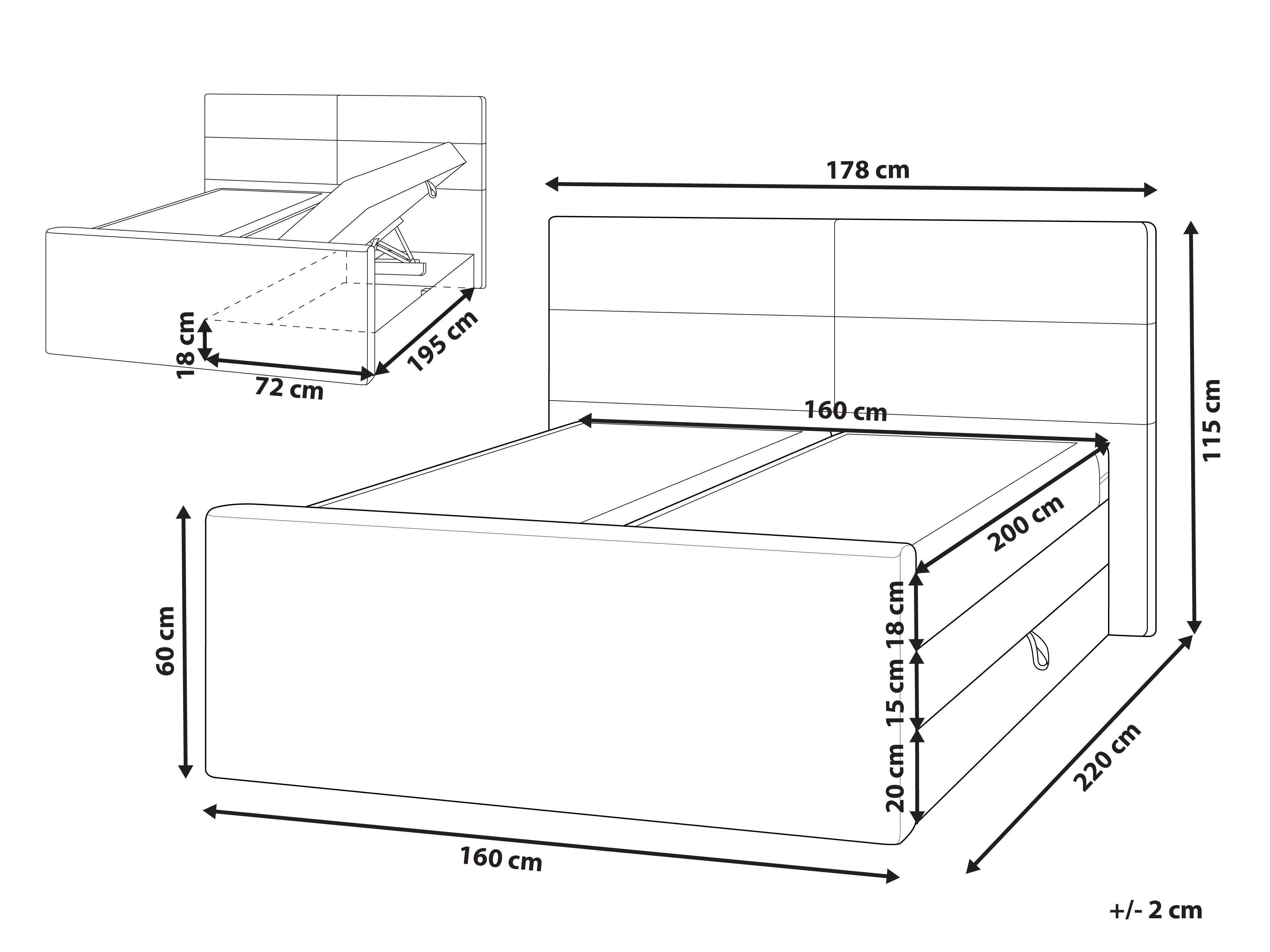 Boxspring met opbergruimte Stof ARISTOCRAT 160 x 200 cm Lichtbeige
