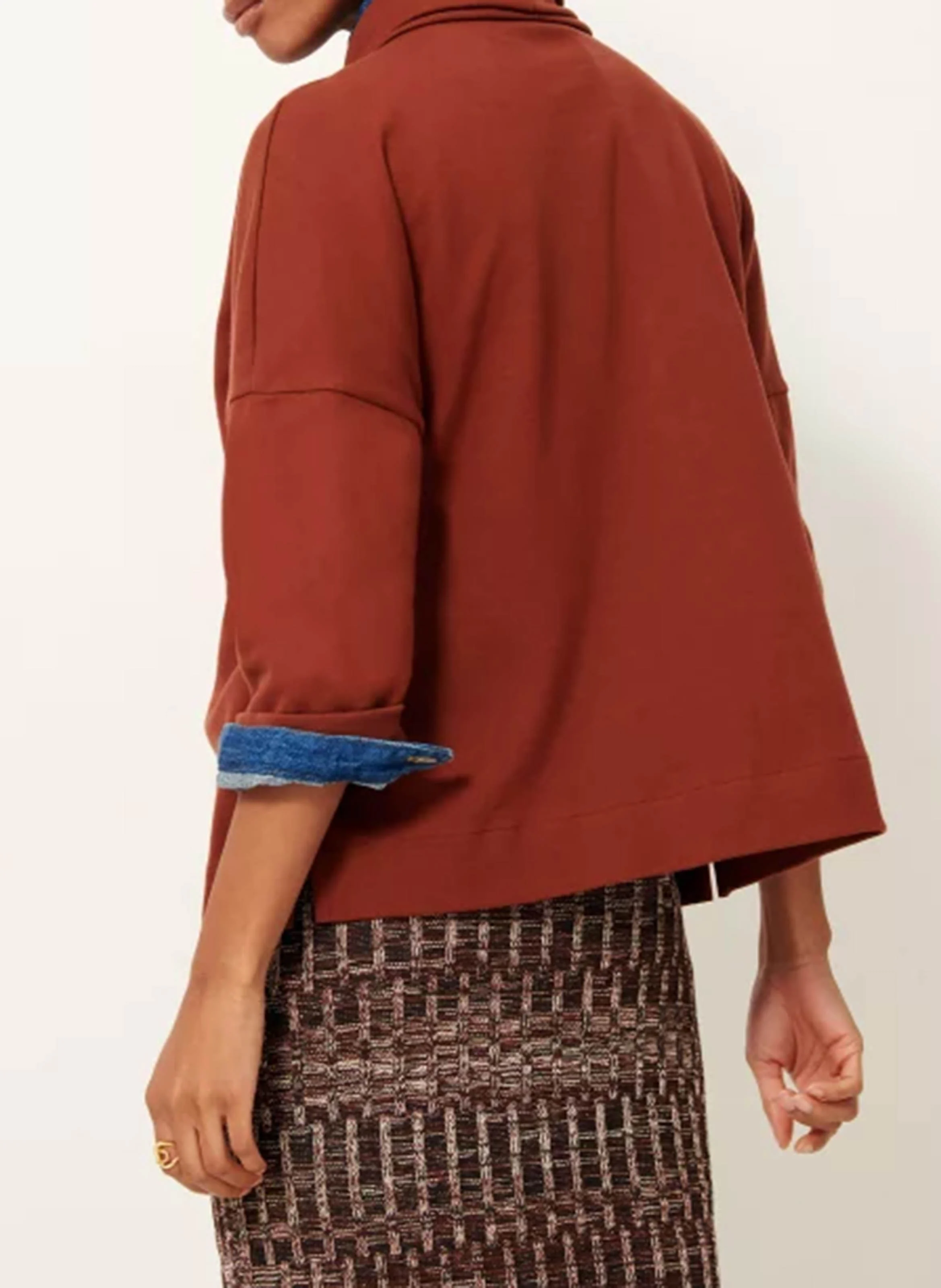 JANI - Tee-shirt ample col roulé en coton | Marron