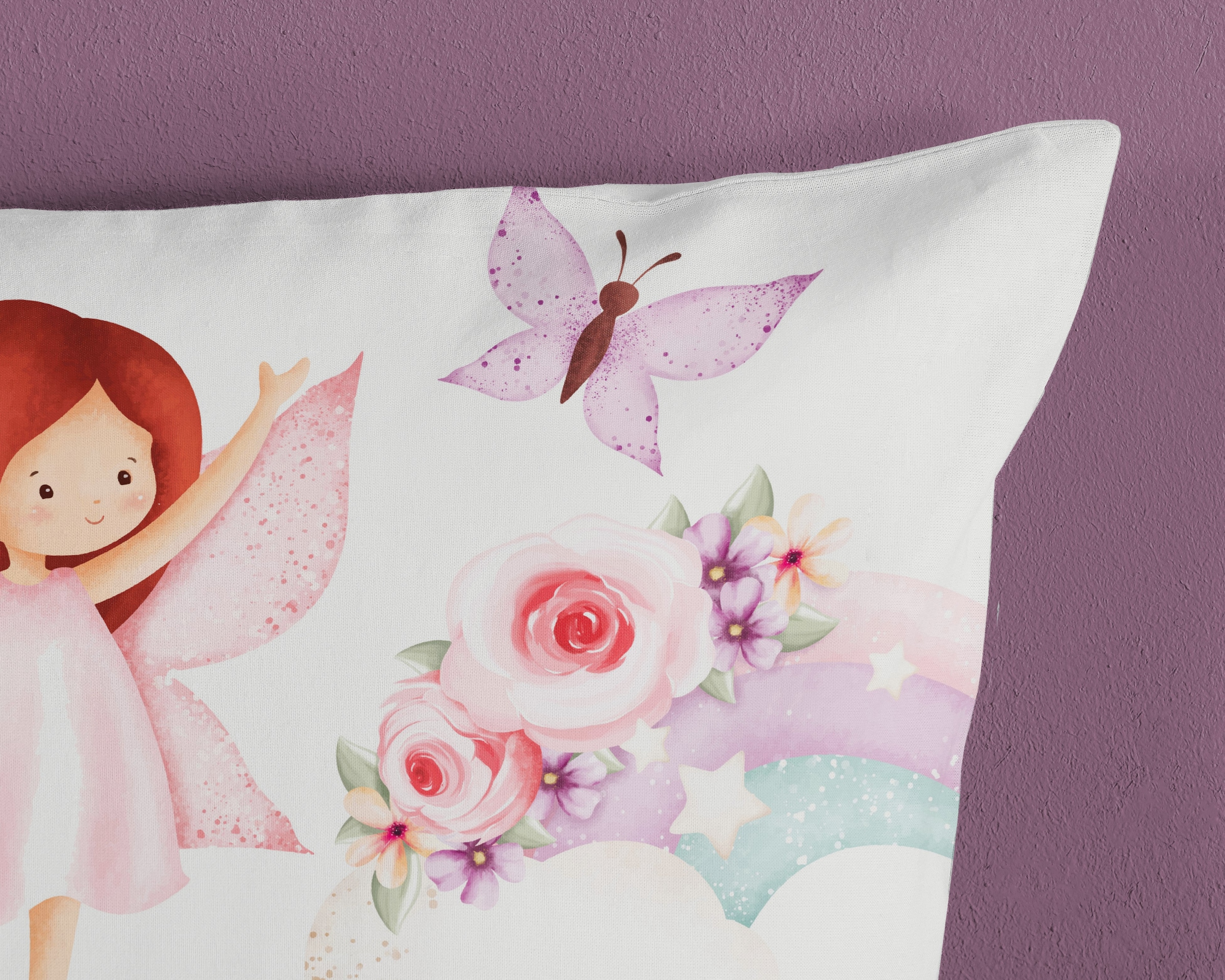 good morning Kinderbettwäsche »Lucia« 2 Stk. tlg. Baumwolle, 135x200, Reissverschluss, Wende, Mädchen, Fee, Weiss, Rosa