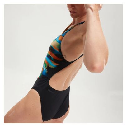Maillot de bain 1 pièce Speedo ECO  Placement Digital Leaderback Noir/Bleu