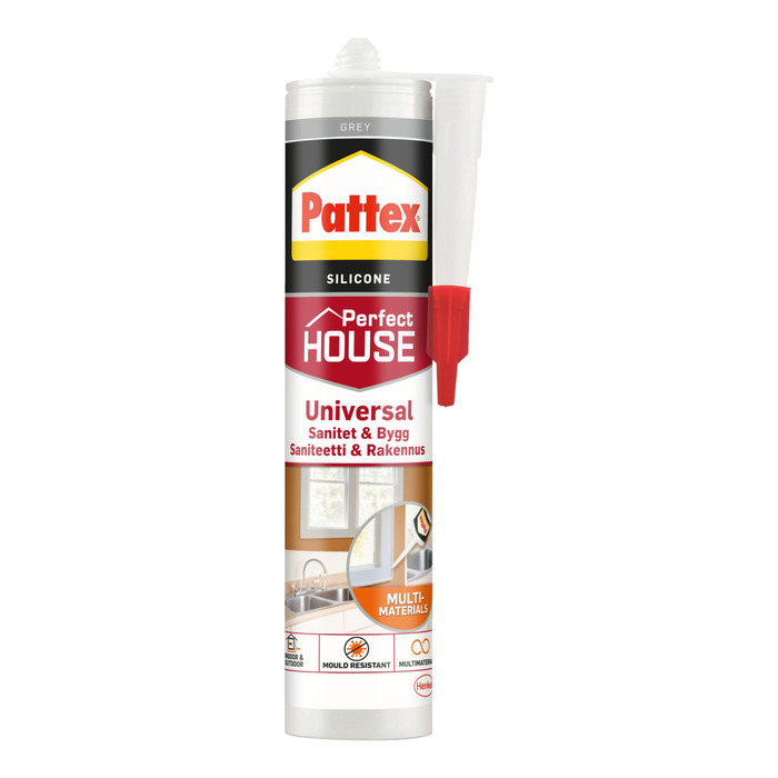 Pattex sanitets- og byggesilikone grå