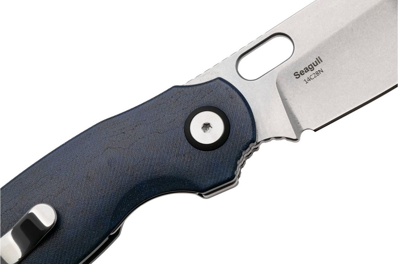 Kizer Vanguard Seagull V3770A2 Stonewashed 14C28N, Blue Canyon Richlite, zakmes